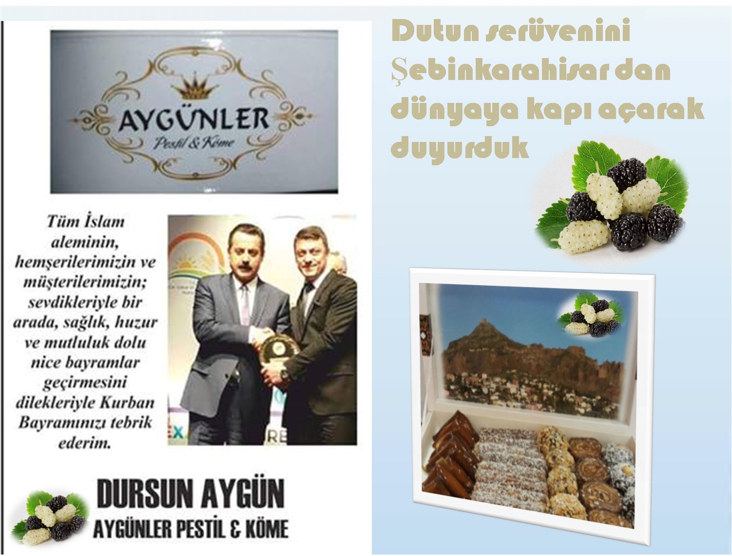 Aygünler Köme Pestil Kurban Bayramı mesajı yayınladı