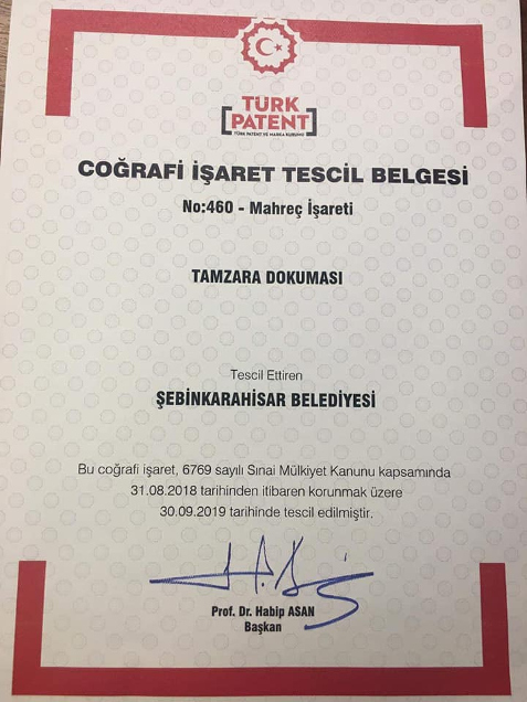 Tamzara Dokuması Tescillendi