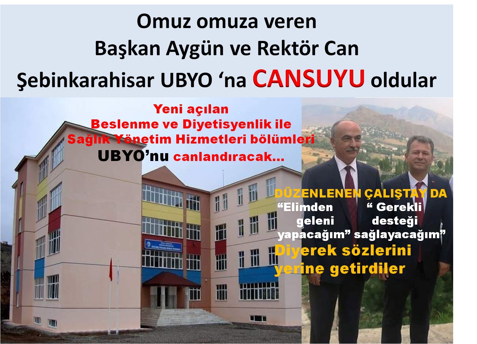 Şebinkarahisar  UBYOna Yeni Bölümler Kazandırıldı