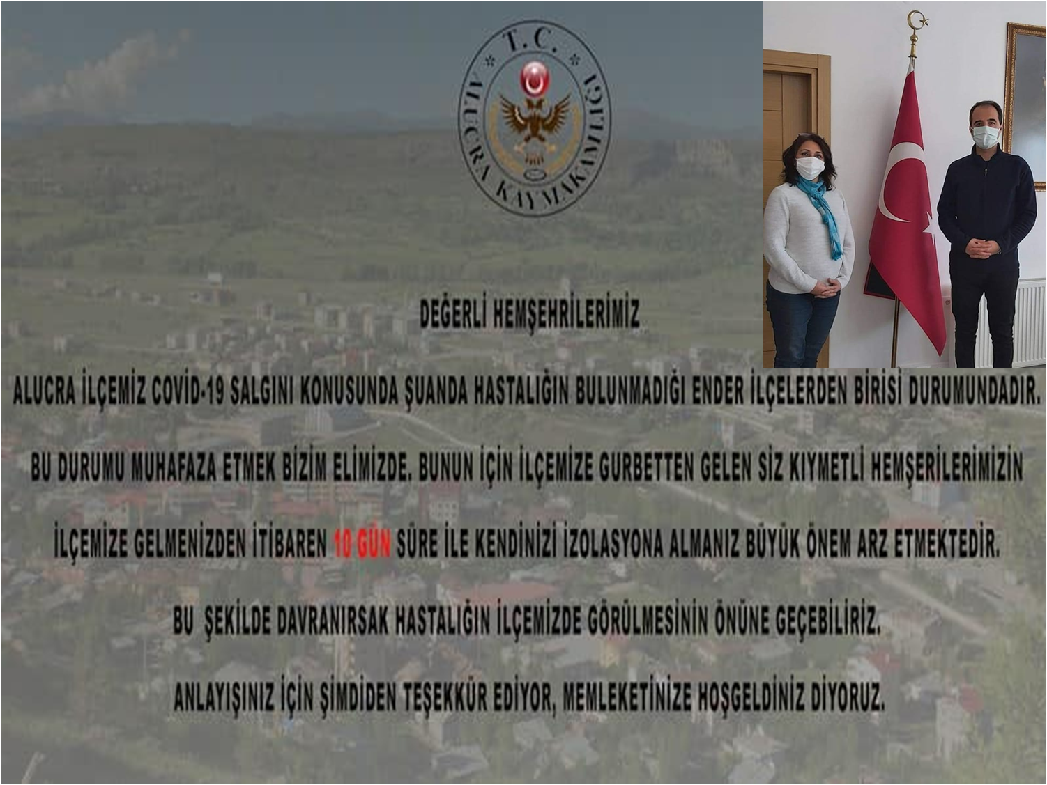 ALUCRA KAYMAKAMLIĞI COVİT -19 SALGININDA SIFIR VAKA OLARAK FARK YARATTI