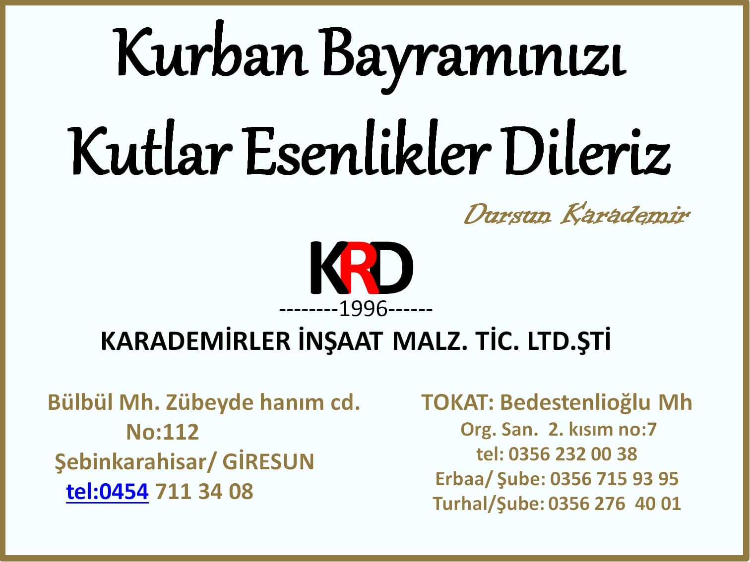KARADEMİRLER İNŞAAT MUTLU BAYRAMLAR DİLER