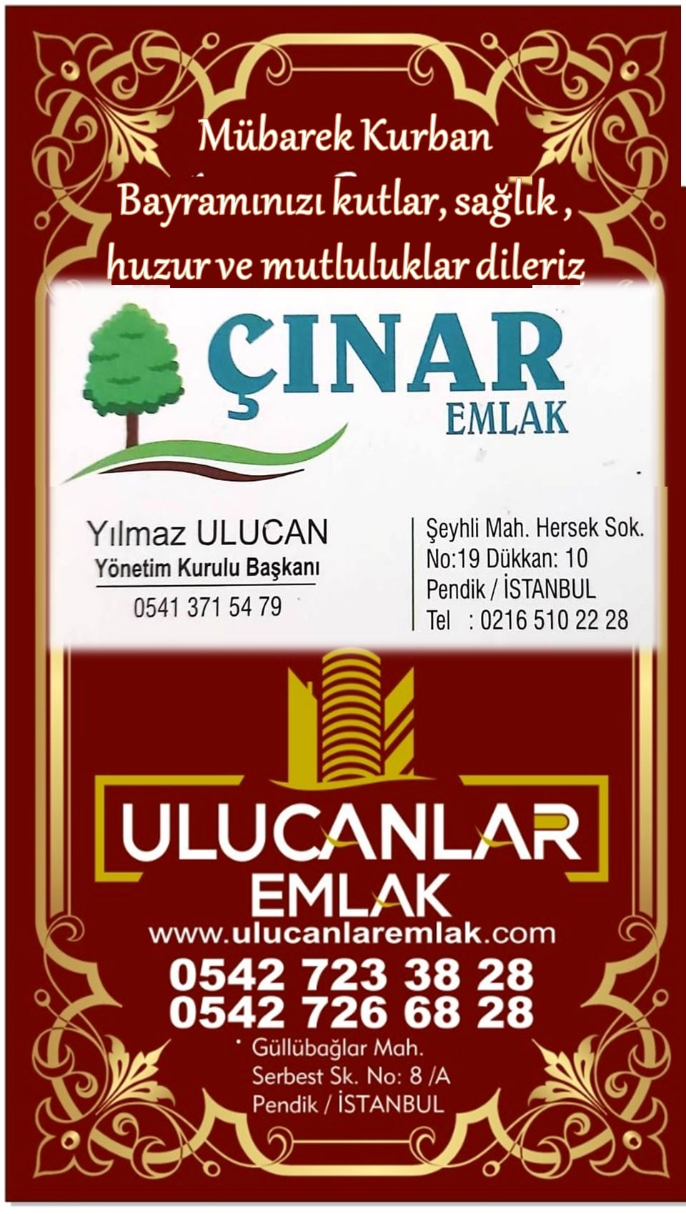Çınar - Ulucan  Emlak Mutlu Bayramlar Diler