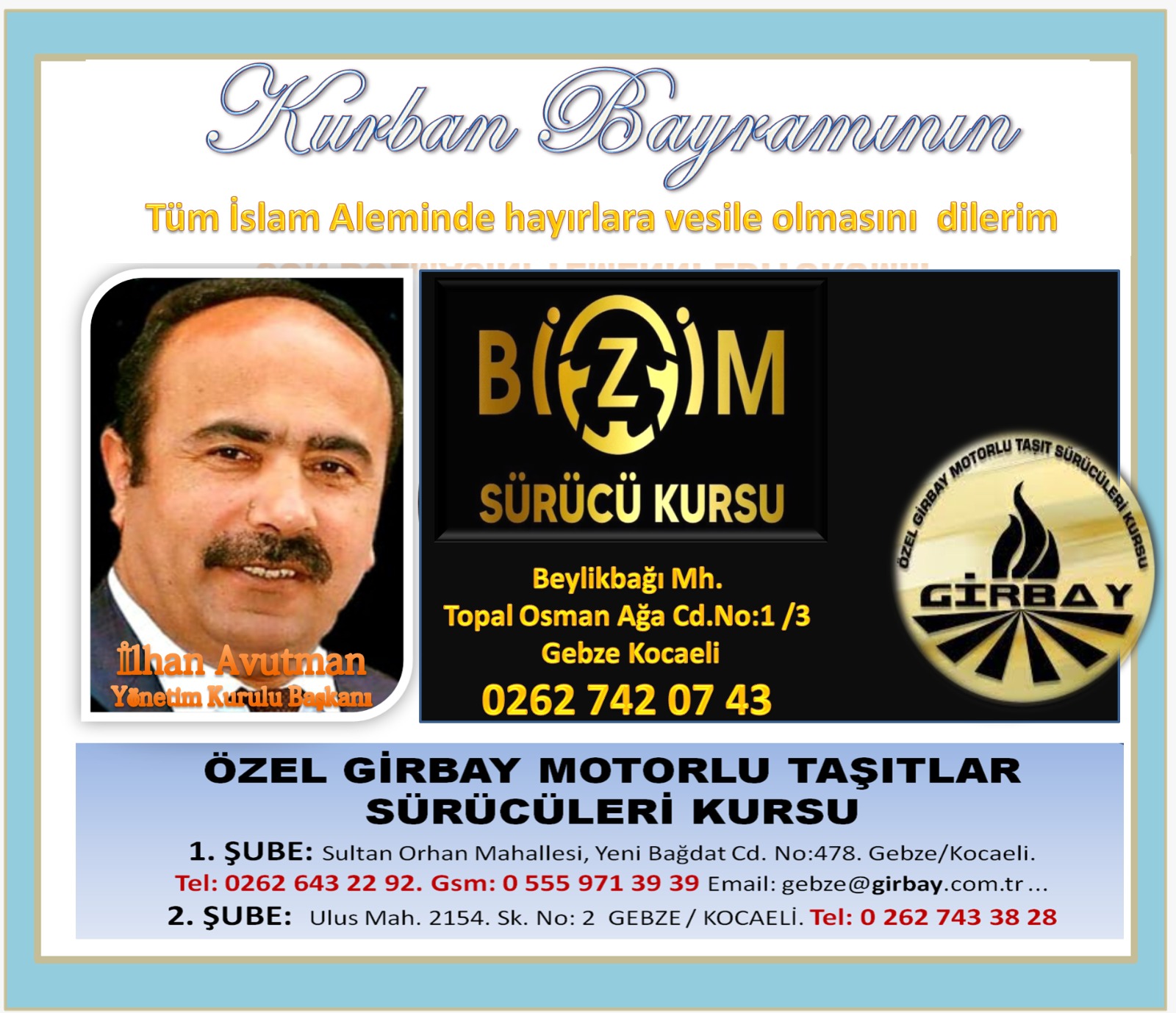 İş İnsanı İlhan Avutman Bayramı Mesajı yayınladı