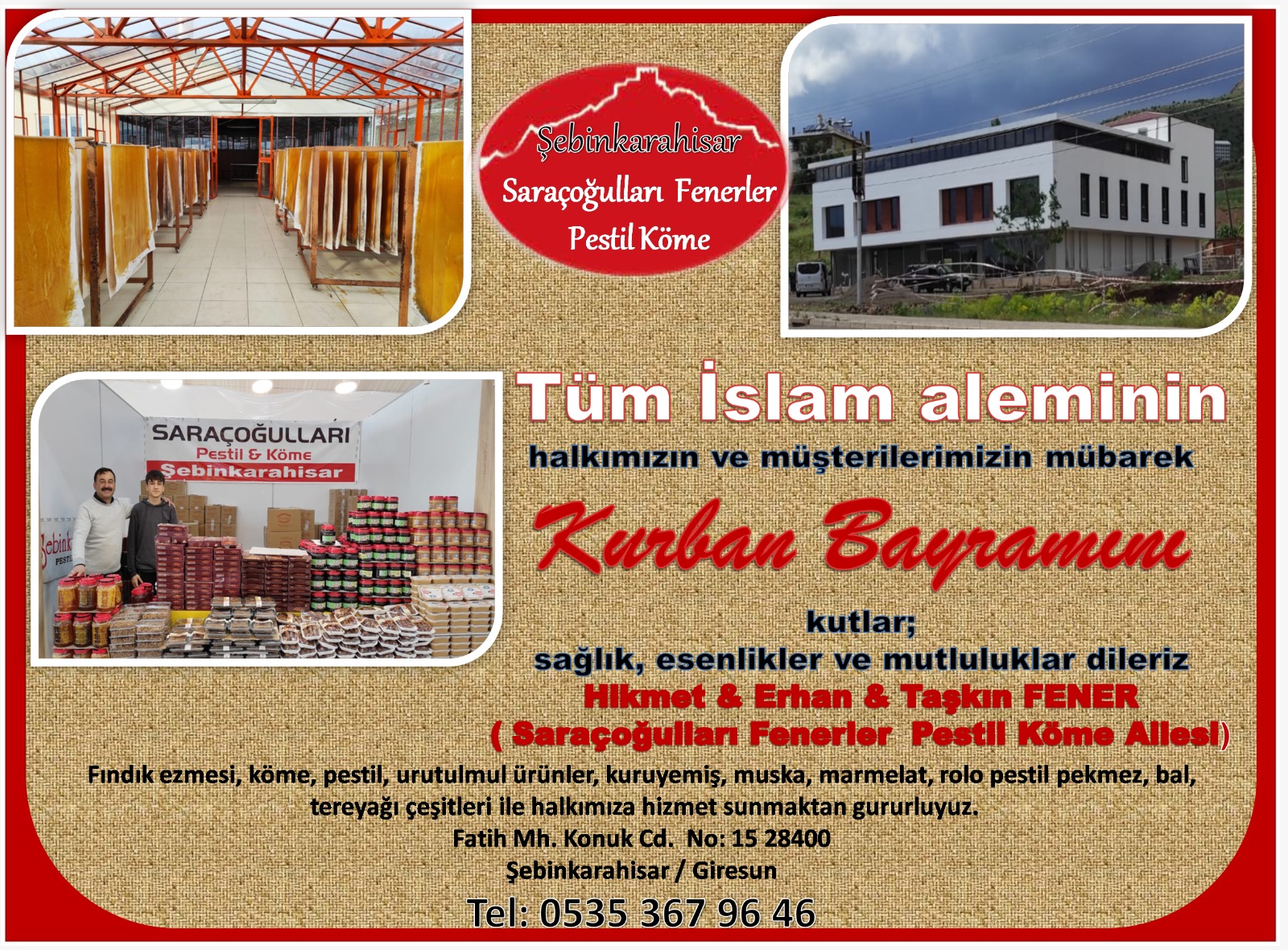 Saraçoğulları Fenerler Pestil Köme Mutlu Bayramlar Diler 