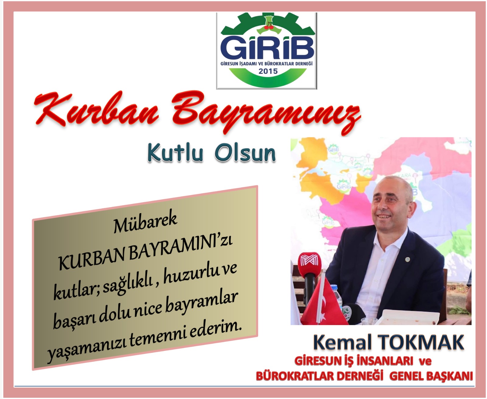 GİRİB BAŞKANI KEMAL TOKMAK MUTLU BAYRAMLAR DİLER