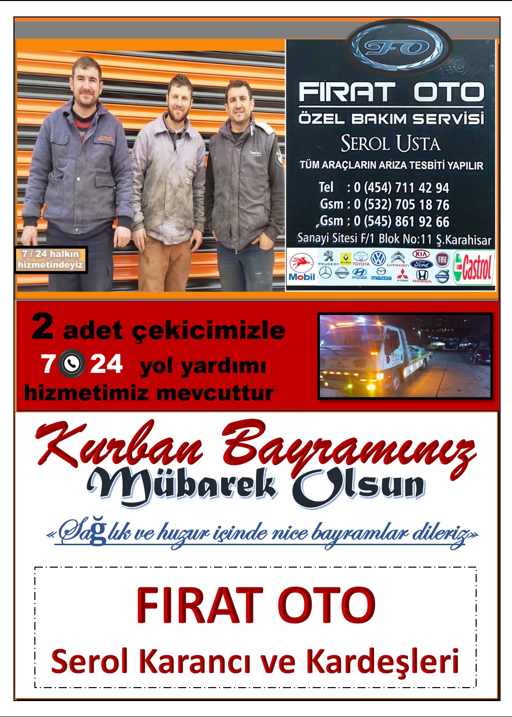 Şebinkarahisarlı Fırat Oto Mutlu Bayramlar Diler
