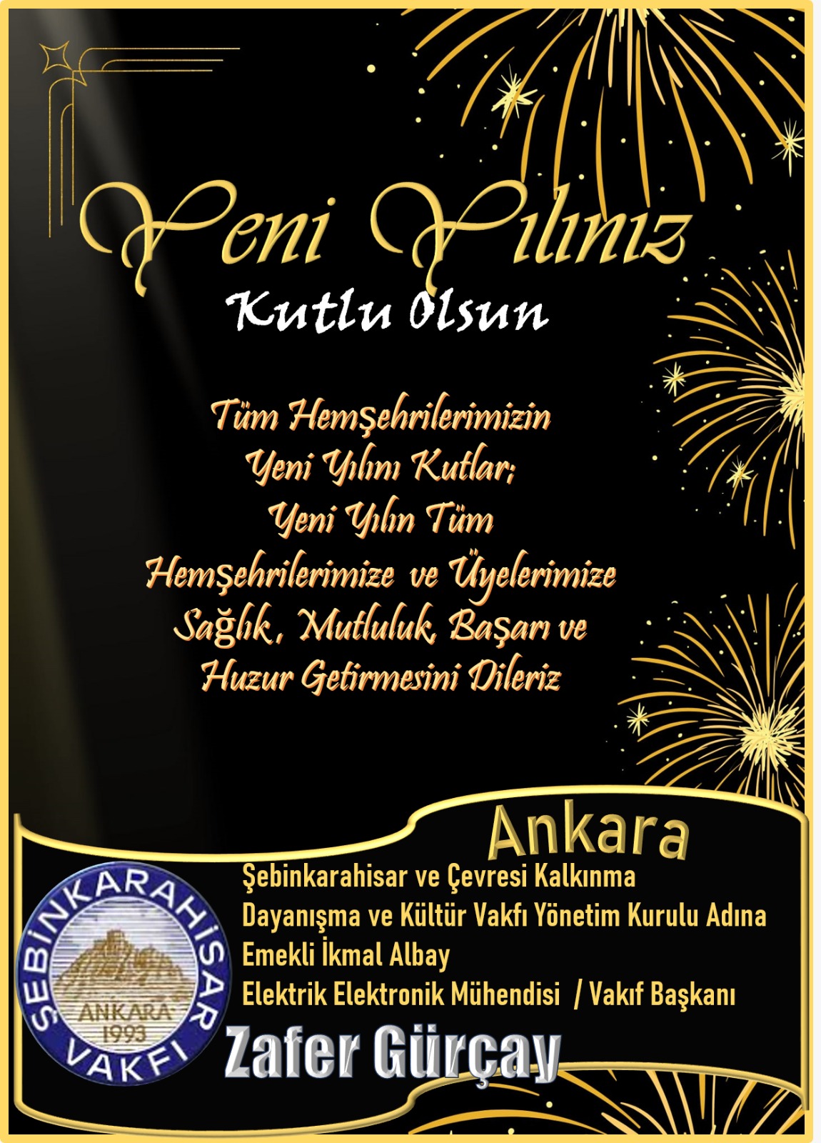 Vakıf Başkanı Zafer Gürçay Yeni Yıl Mesajı Yayınladı