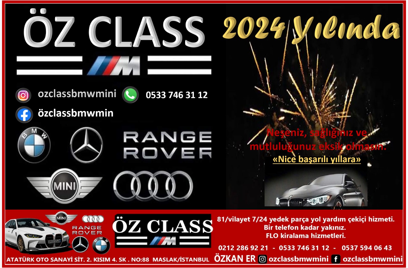 Öz Class Oto Yönetim Kurulu Başkanı Özkan Er yeni Yıl Mesajı Yayınladı