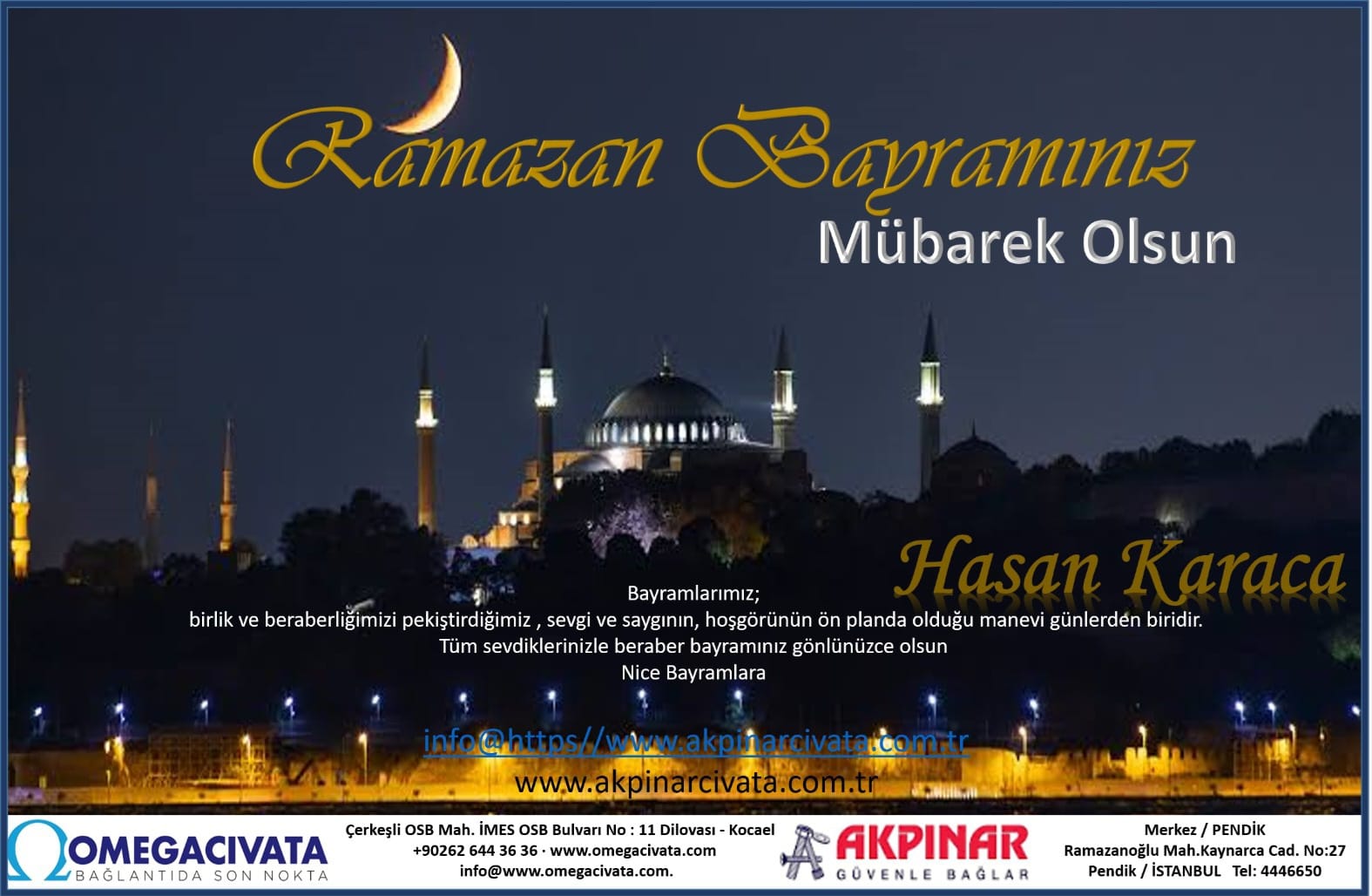 Akpınar Civata OMEGA Civata  Mutlu Bayramlar Diler