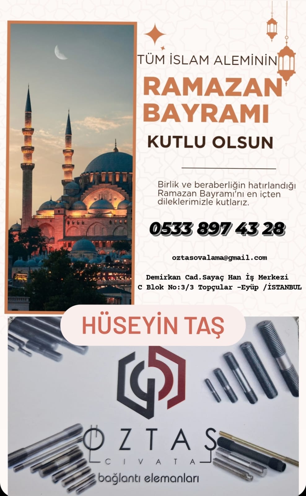 ÖZTAŞ CİVATA MUTLU BAYRAMLAR DİLER