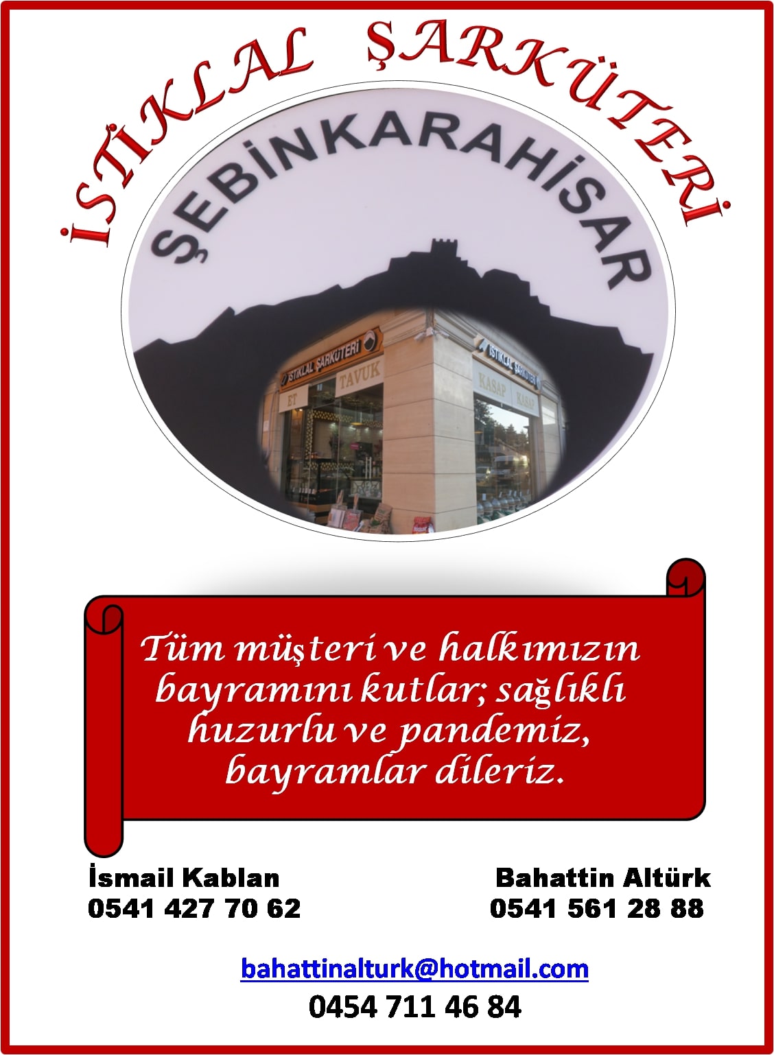 İstiklal Şarküteri Bahattin Altürk Kurban Bayramı Mesajı Yayınladı